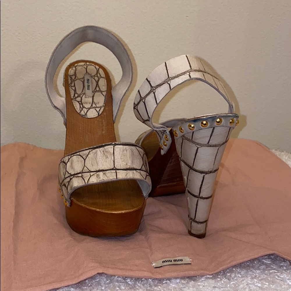Miu Miu Embossed Wooden Platforms